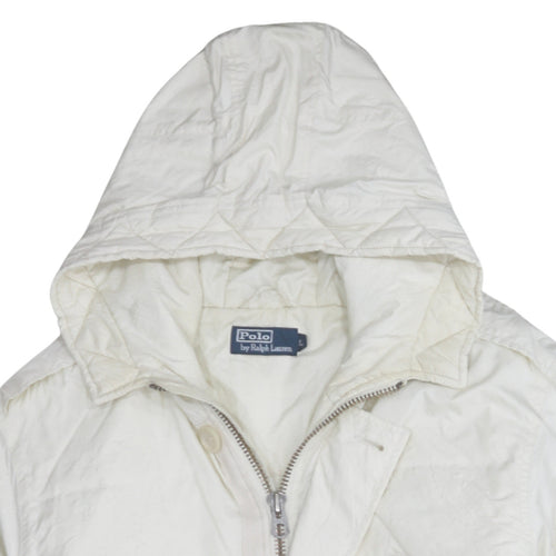 Ralph Lauren Women's White Hooded Long Parka Jacket Size L