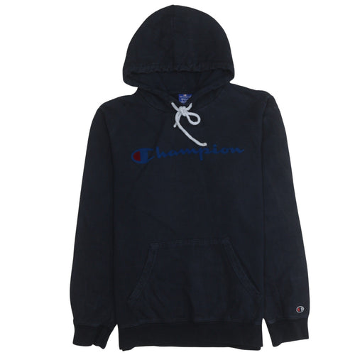 Champion Men's Black Pullover Hoodie Medium Fleece Logo Sweatshirt