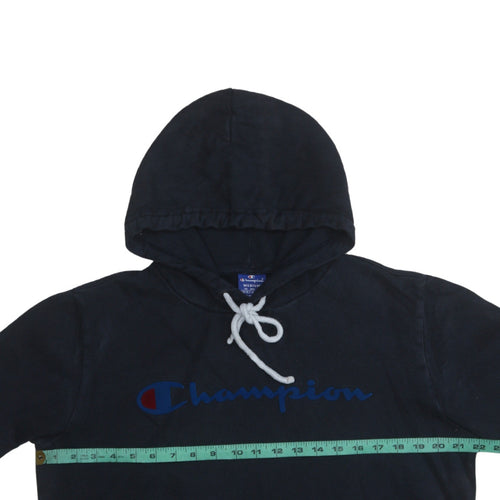 Champion Men's Black Pullover Hoodie Medium Fleece Logo Sweatshirt