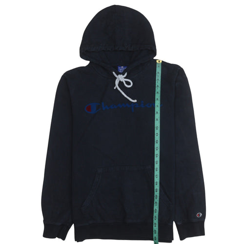 Champion Men's Black Pullover Hoodie Medium Fleece Logo Sweatshirt