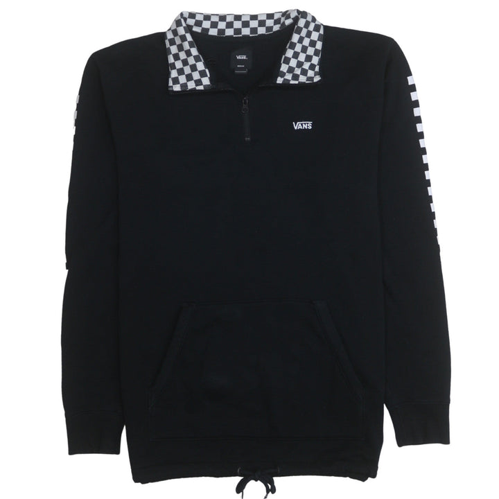 Vans Mens Black Checkerboard 1/2 Zip Collared Sweatshirt Medium