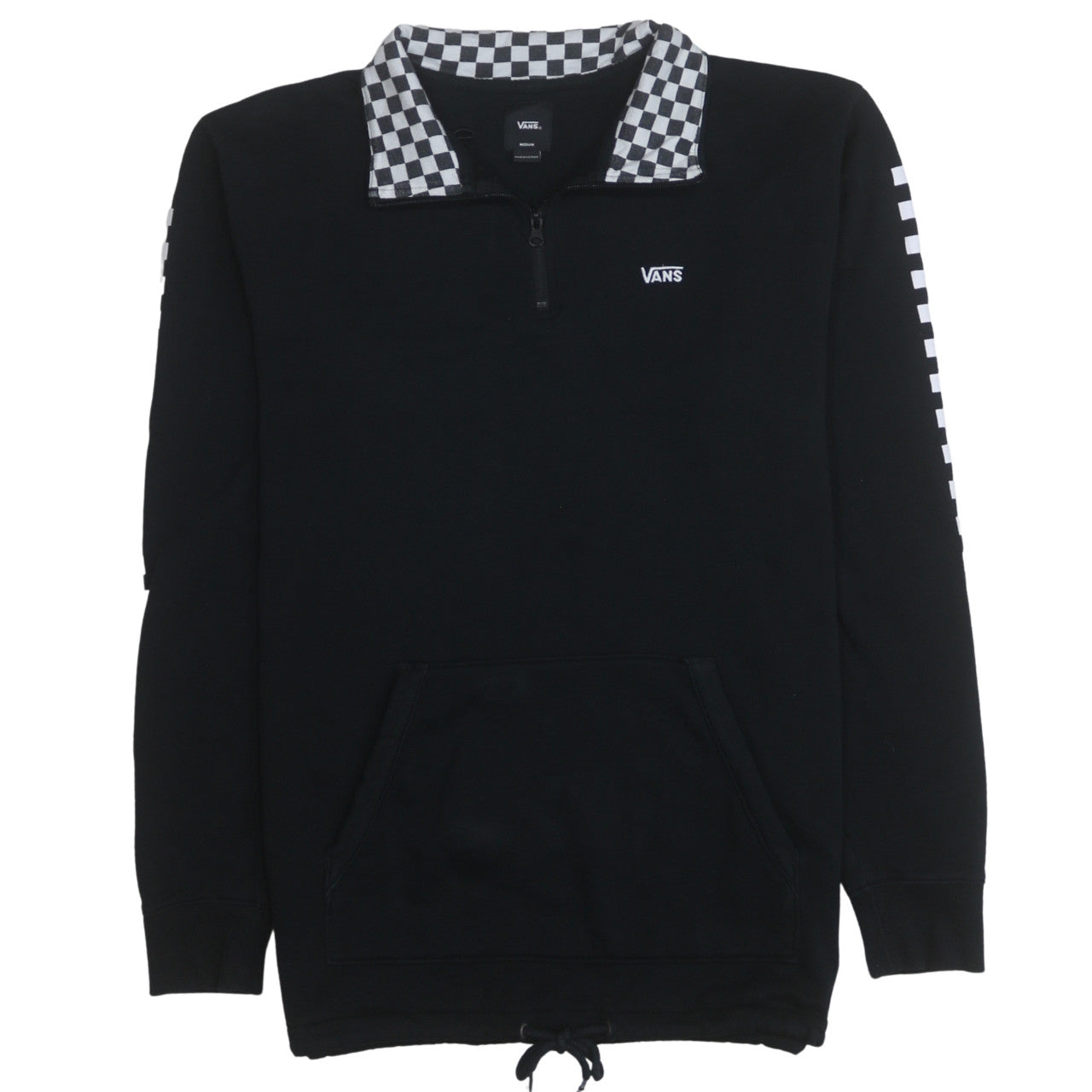 Vans Mens Black Checkerboard 1/2 Zip Collared Sweatshirt Medium