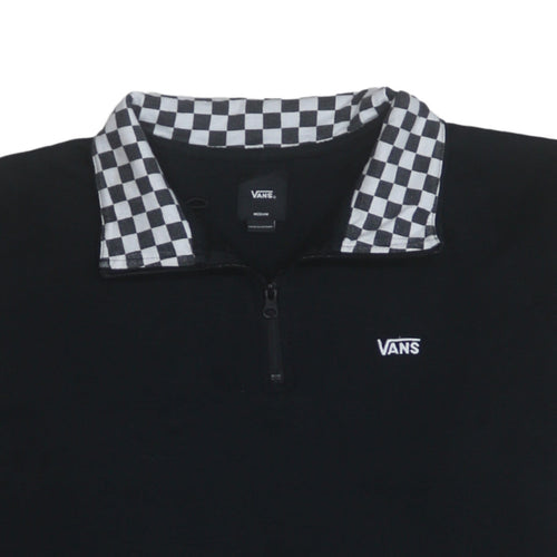 Vans Mens Black Checkerboard 1/2 Zip Collared Sweatshirt Medium