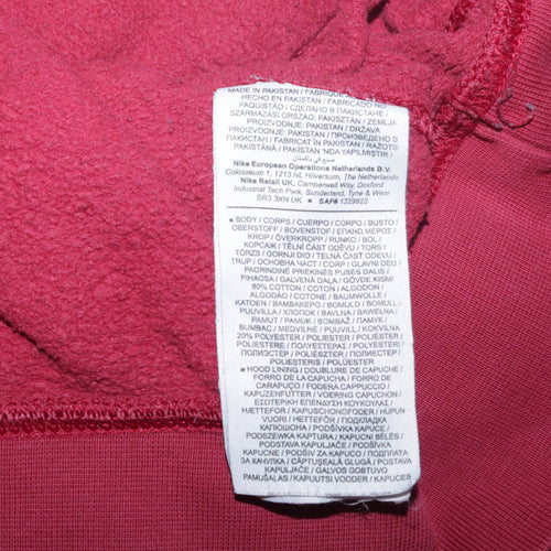 Nike Mens Red Pullover Hoodie M Regular Fit Fleece Sweatshirt