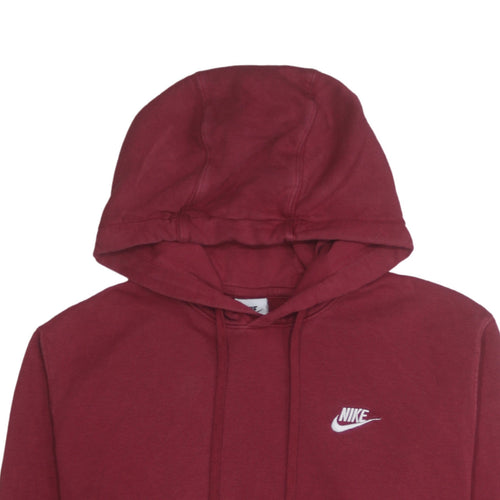 Nike Mens Red Pullover Hoodie M Regular Fit Fleece Sweatshirt