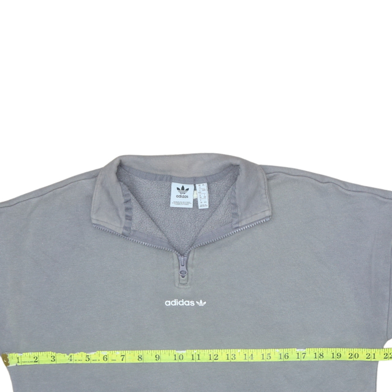 Adidas Women Grey 1/4 Zip Sweatshirt Size 12 Fleece Lined Casual