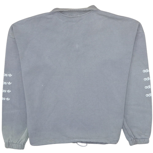 Adidas Women Grey 1/4 Zip Sweatshirt Size 12 Fleece Lined Casual