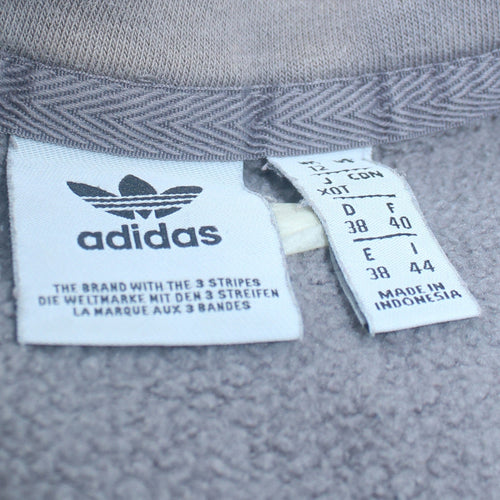 Adidas Women Grey 1/4 Zip Sweatshirt Size 12 Fleece Lined Casual