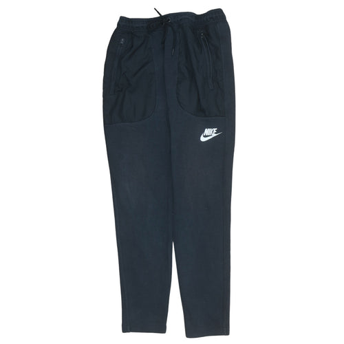 Nike Men's Black Jogger Trousers Size M with Logo and Zip Pockets