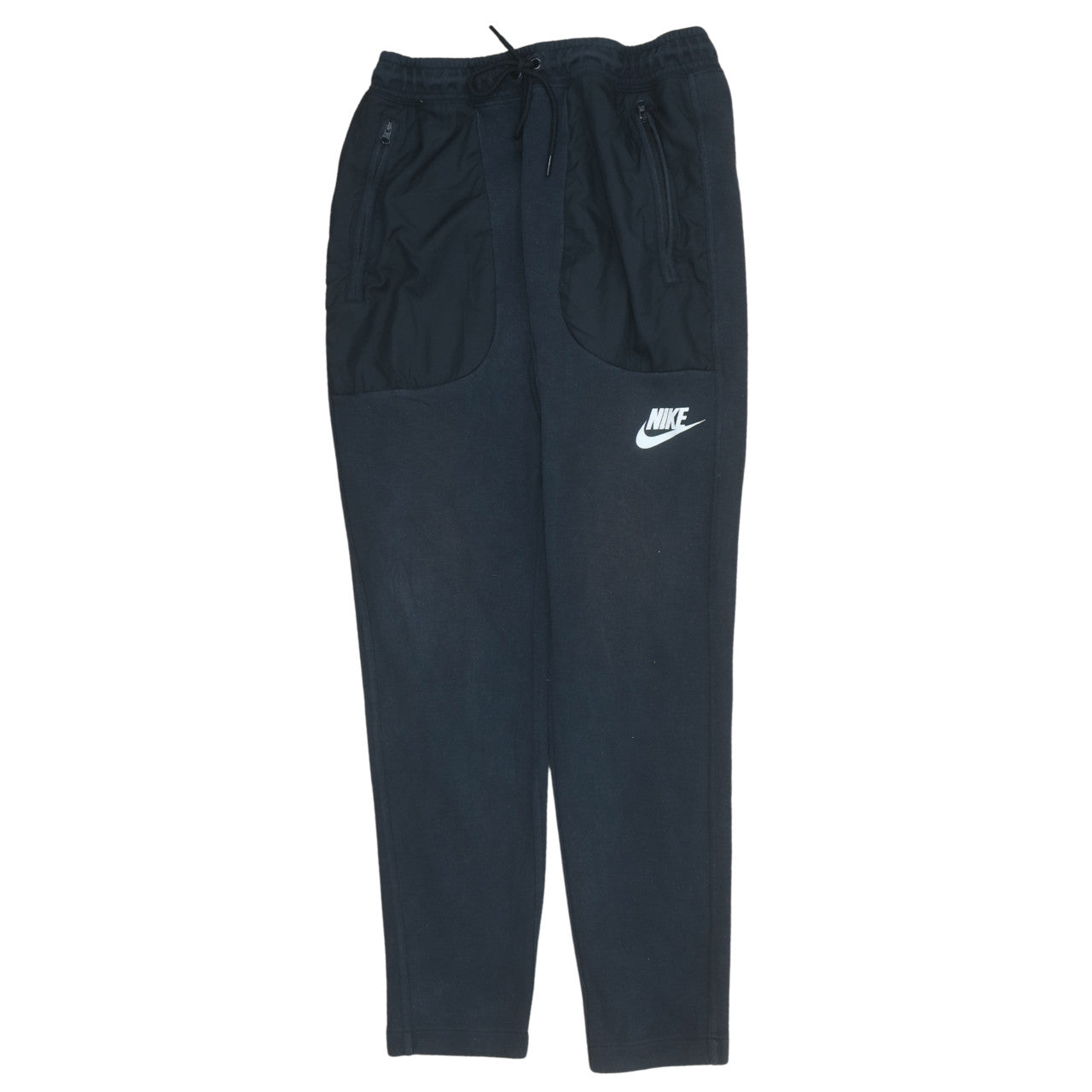 Nike Men's Black Jogger Trousers Size M with Logo and Zip Pockets