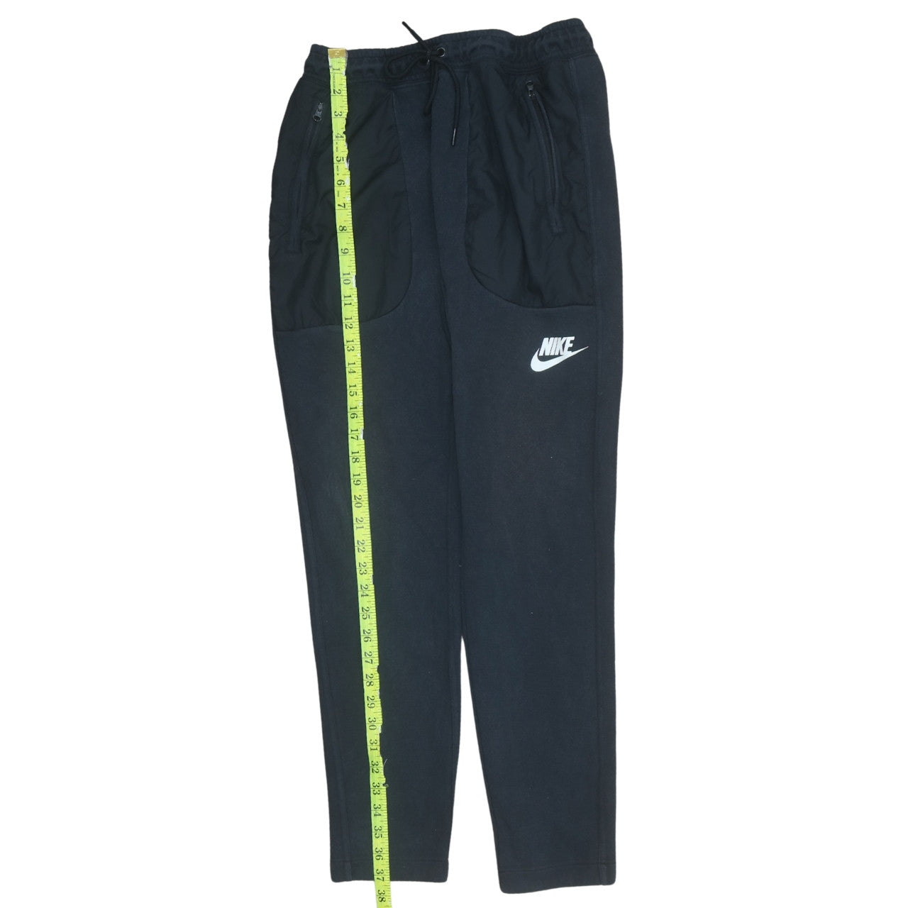Nike Men's Black Jogger Trousers Size M with Logo and Zip Pockets