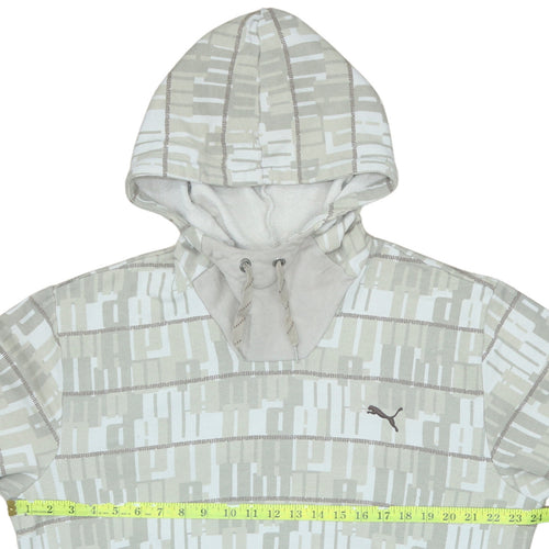 Puma Men Beige Graphic Pullover Hoodie Size L Long Sleeve