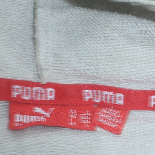 Puma Men Beige Graphic Pullover Hoodie Size L Long Sleeve