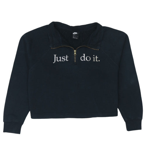Nike Womens Black L 1/4 Zip Pullover Sweatshirt Just Do It Logo
