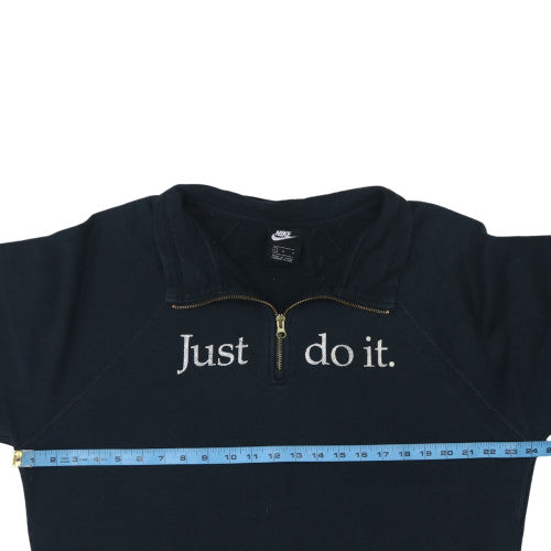 Nike Womens Black L 1/4 Zip Pullover Sweatshirt Just Do It Logo