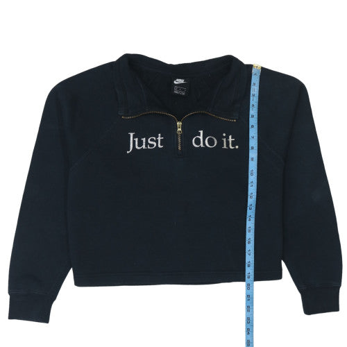 Nike Womens Black L 1/4 Zip Pullover Sweatshirt Just Do It Logo