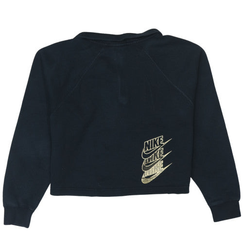 Nike Womens Black L 1/4 Zip Pullover Sweatshirt Just Do It Logo