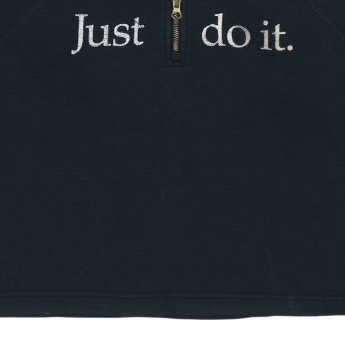 Nike Womens Black L 1/4 Zip Pullover Sweatshirt Just Do It Logo