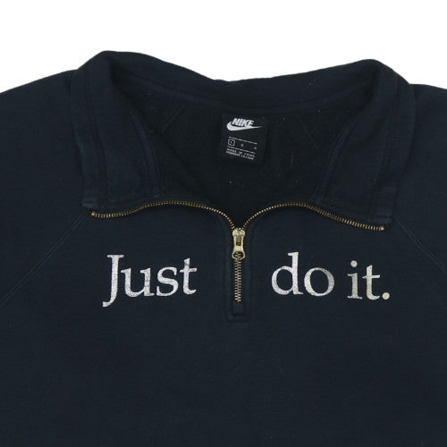 Nike Womens Black L 1/4 Zip Pullover Sweatshirt Just Do It Logo