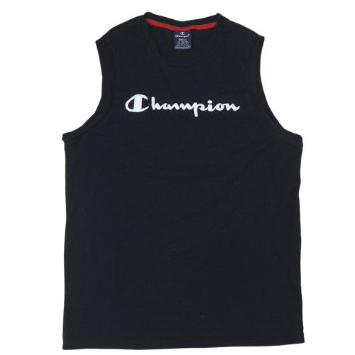 Champion Men's Black Sleeveless Crew Neck Cotton Sports T-Shirt Small