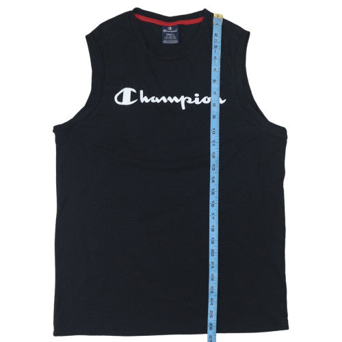 Champion Men's Black Sleeveless Crew Neck Cotton Sports T-Shirt Small