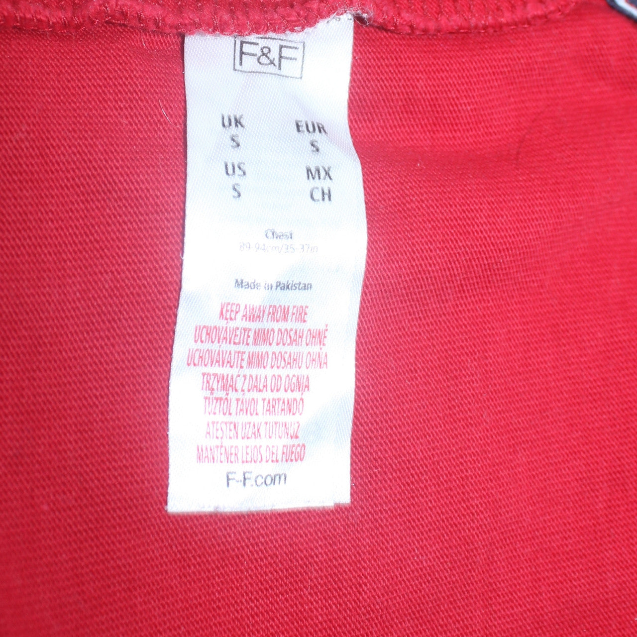F&F Men's Red Rugby Long Sleeve Polo Shirt Size S