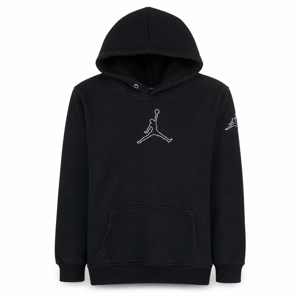 Front view of Jordan Men's Black Pullover Hoodie Medium Fleece Sportswear