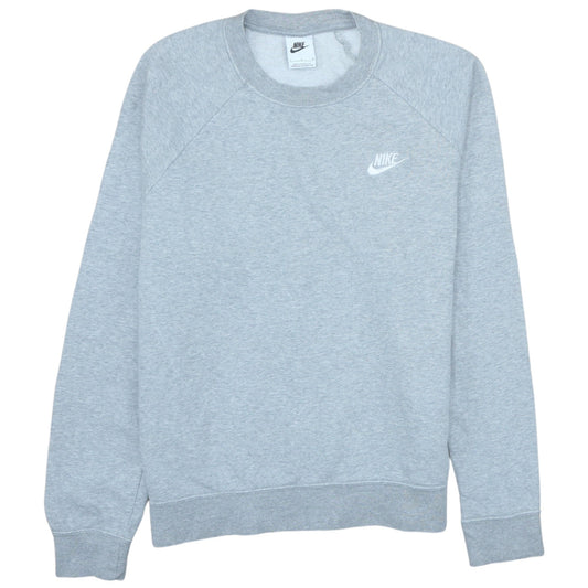 Nike Women Grey Crew Neck Long Sleeve Sweatshirt L Cotton Blend