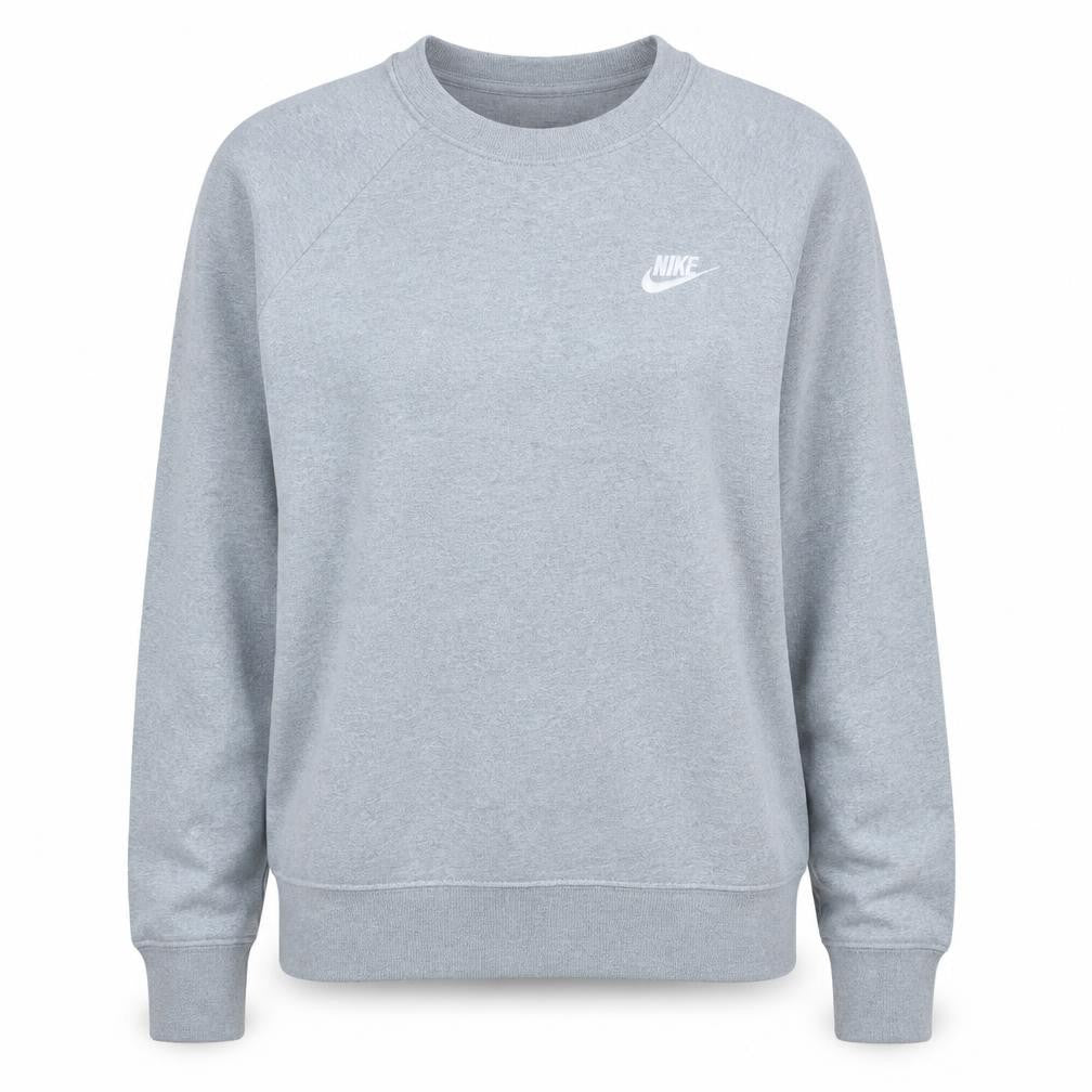 Nike Women Grey Crew Neck Long Sleeve Sweatshirt L Cotton Blend
