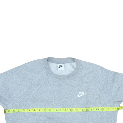 Nike Women Grey Crew Neck Long Sleeve Sweatshirt L Cotton Blend