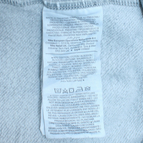 Nike Women Grey Crew Neck Long Sleeve Sweatshirt L Cotton Blend