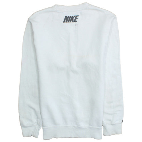 Nike Women White XS Crew Neck Pullover Sweatshirt Logo Tape Sleeve