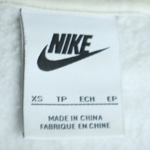 Nike Women White XS Crew Neck Pullover Sweatshirt Logo Tape Sleeve