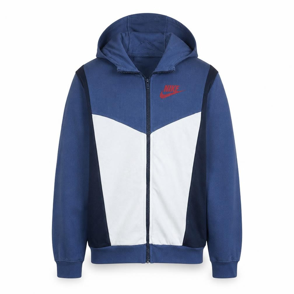 Nike Boys Blue Full Zip Hoodie XL Fleece Colourblock Sportswear