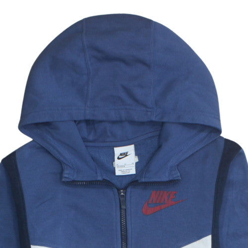 Nike Boys Blue Full Zip Hoodie XL Fleece Colourblock Sportswear