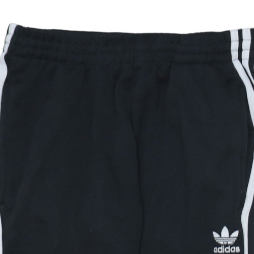 Adidas Men Black Jogger Trousers Small Regular Fit Side Stripe