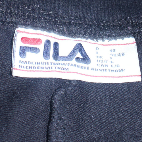 Fila Men's Black Joggers L Regular Fit Elastic Waist Tapered Trousers