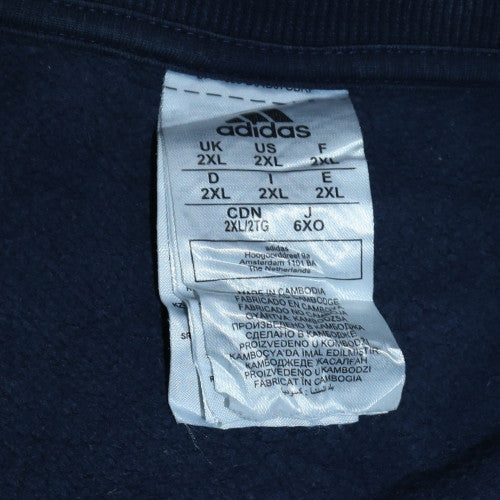 Adidas Men's Blue 2XL Pullover Crew Neck Fleece Sweatshirt