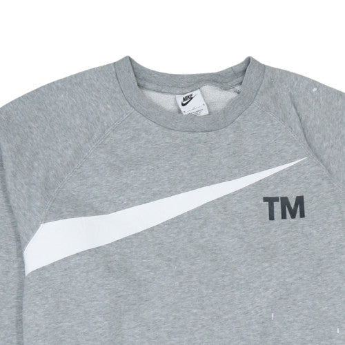 Nike Men's Grey Crew Neck Graphic Print Sweatshirt M