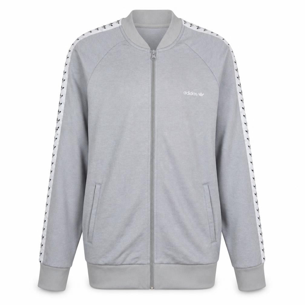 Front view of Adidas boys’ grey 16 years track jacket full zip athletic casual