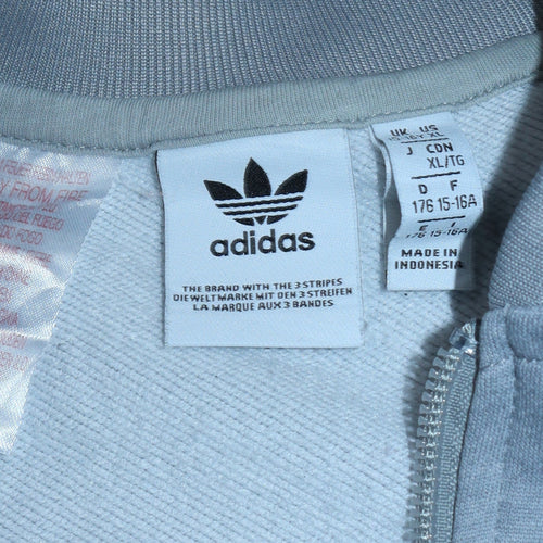 Adidas Boys Grey 16 Years Track Jacket Full Zip Athletic Casual