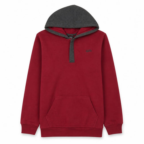 Lee Cooper Boys Red & Grey Henley Hoodie Size 13 Years Cotton Blend