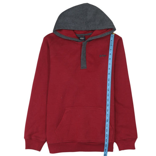 Lee Cooper Boys Red & Grey Henley Hoodie Size 13 Years Cotton Blend