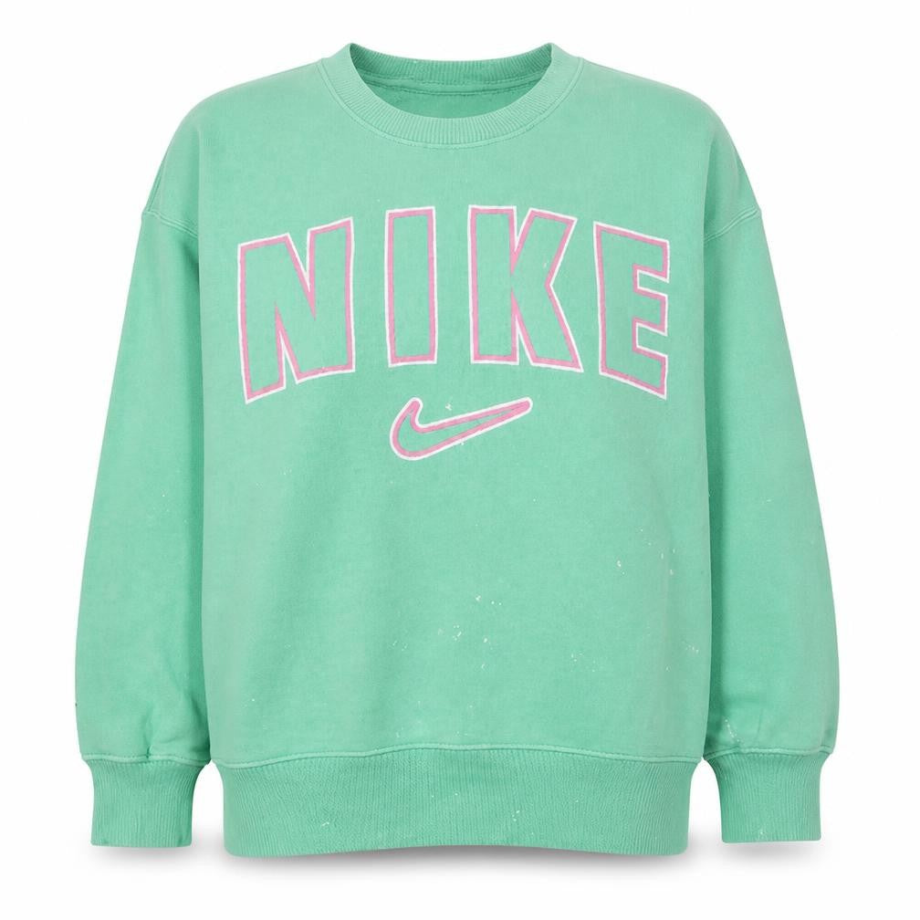 Front view of Nike Women's Green Crew Neck Pullover Sweatshirt, size M