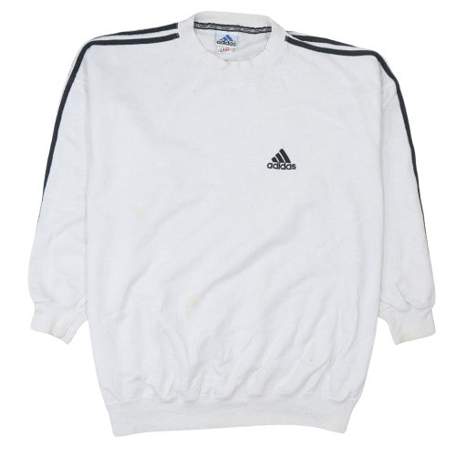 Adidas Mens White Pullover Sweatshirt L Long Sleeve Crew Neck Sports
