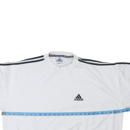 Adidas Mens White Pullover Sweatshirt L Long Sleeve Crew Neck Sports