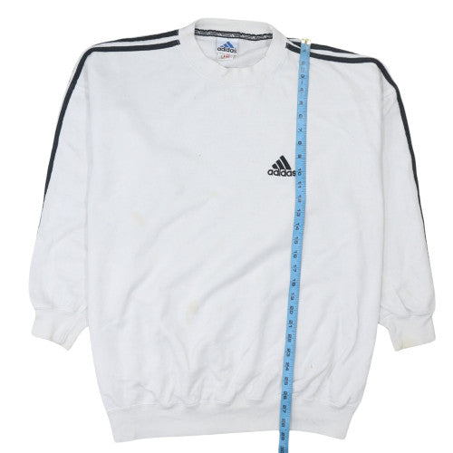 Adidas Mens White Pullover Sweatshirt L Long Sleeve Crew Neck Sports