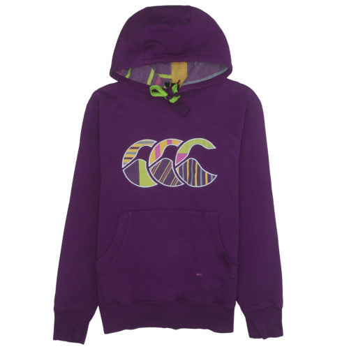 Canterbury Women's Purple Pullover Hoodie Size S Logo Print Cotton Blend