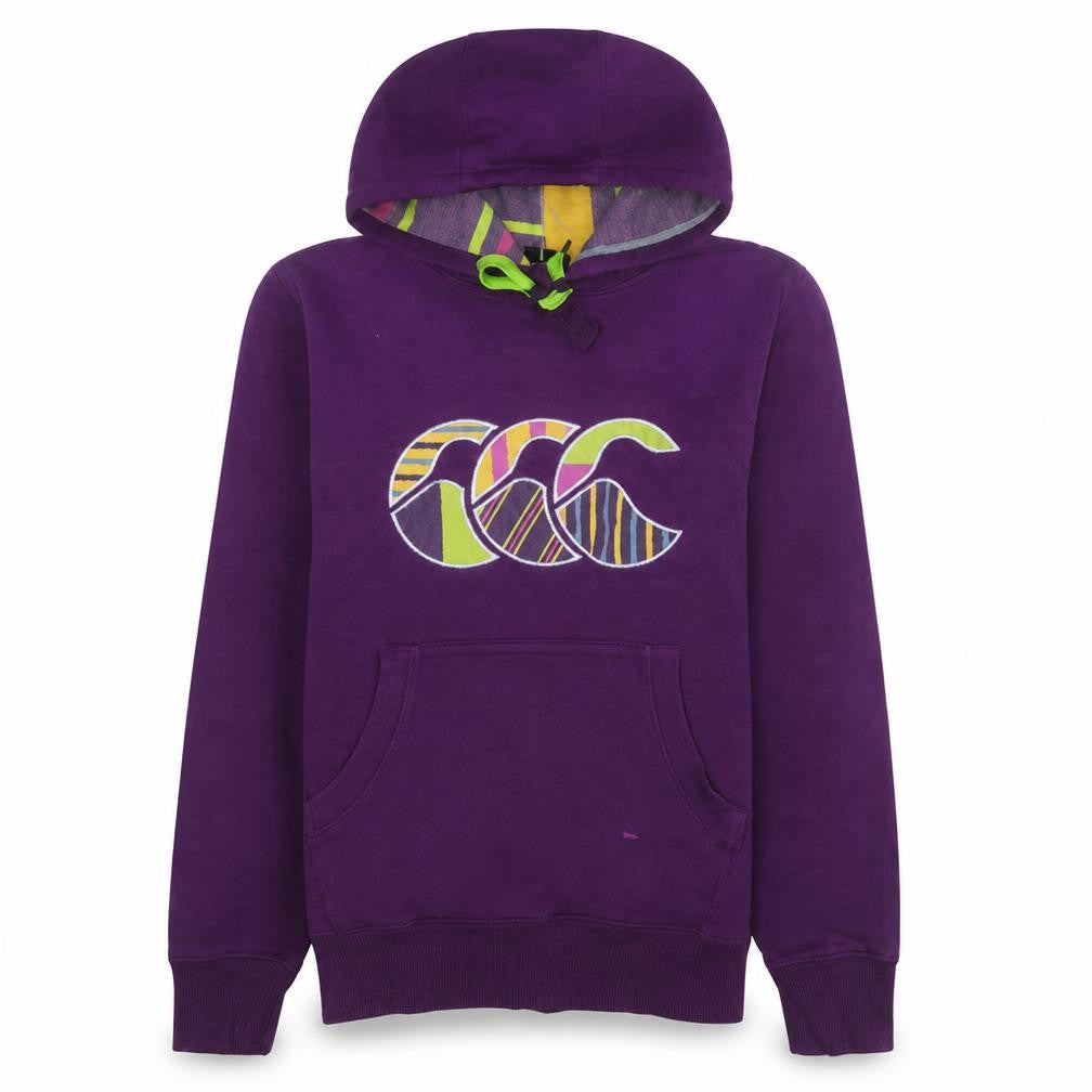 Canterbury Women's Purple Pullover Hoodie Size S Logo Print Cotton Blend