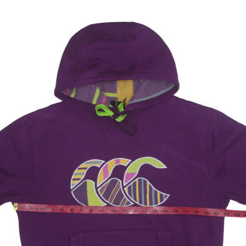 Canterbury Women's Purple Pullover Hoodie Size S Logo Print Cotton Blend